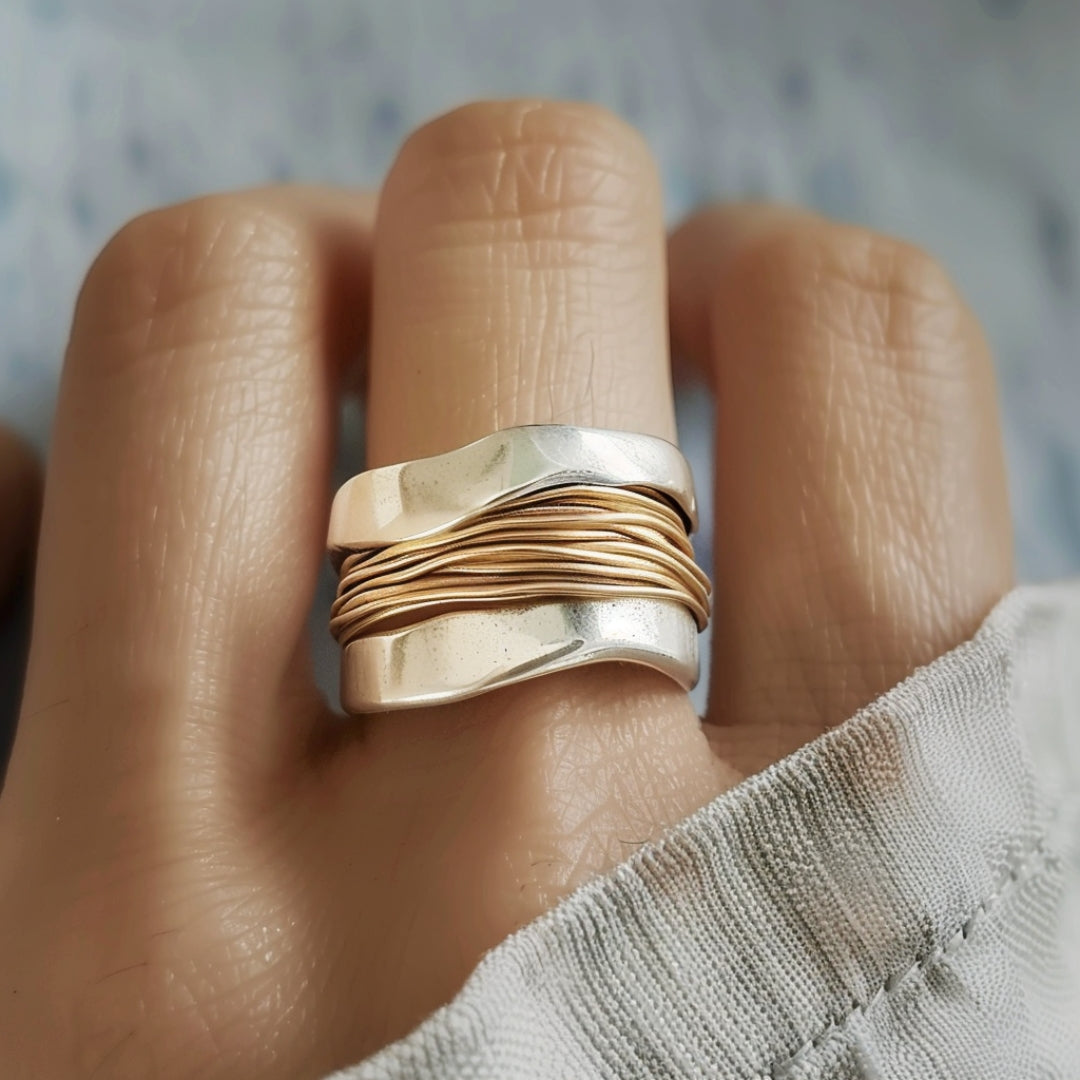 ANNA | Sølv Guldtrådar Ring