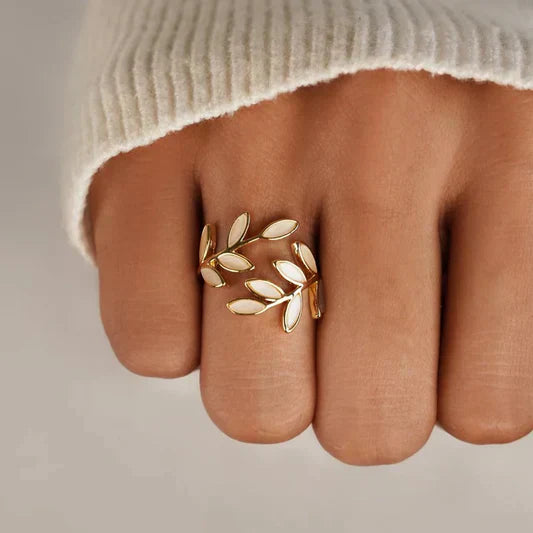 ANNA | Hvit Opalblad Justerbar Ring