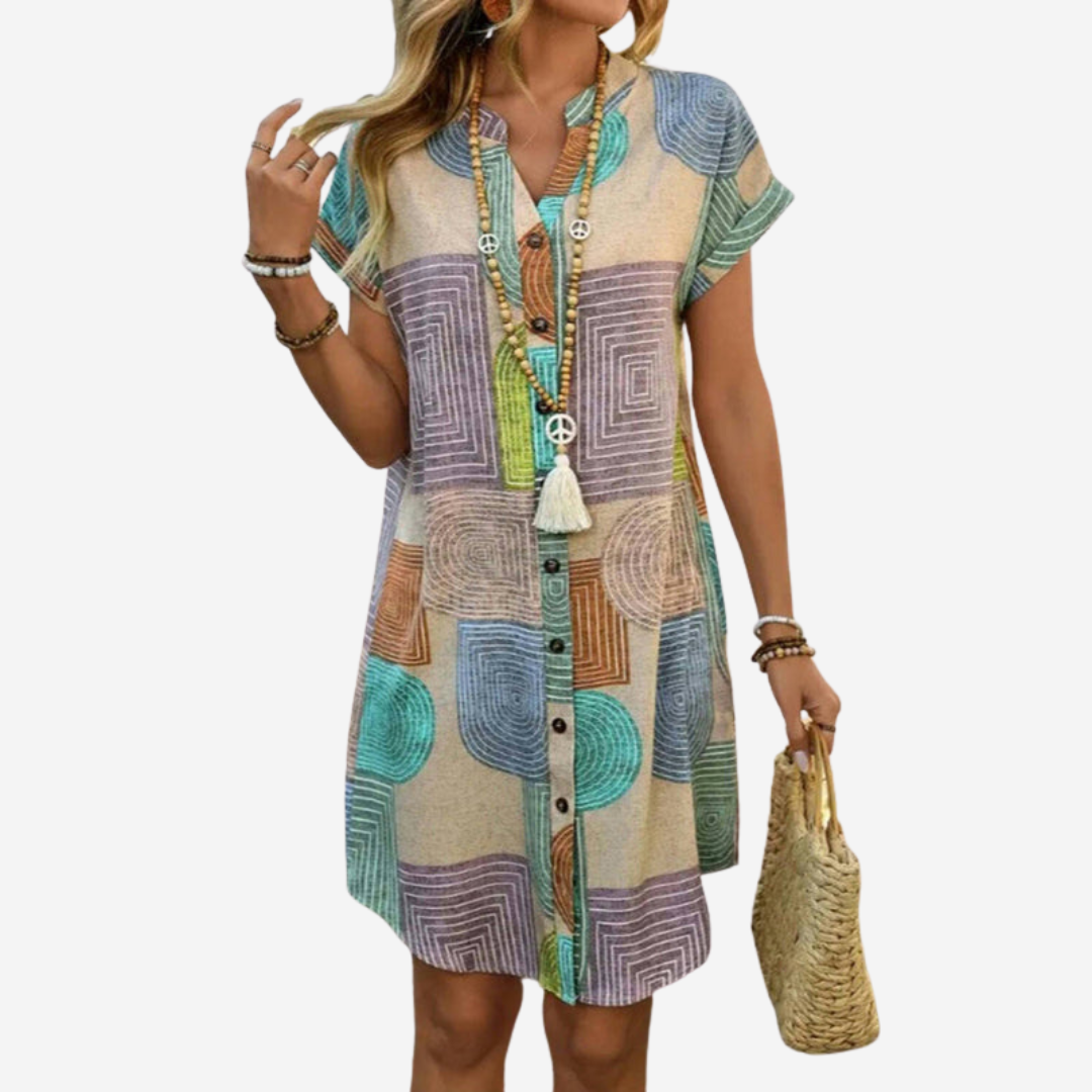 ANNA | Patchwork kjole i retrostil
