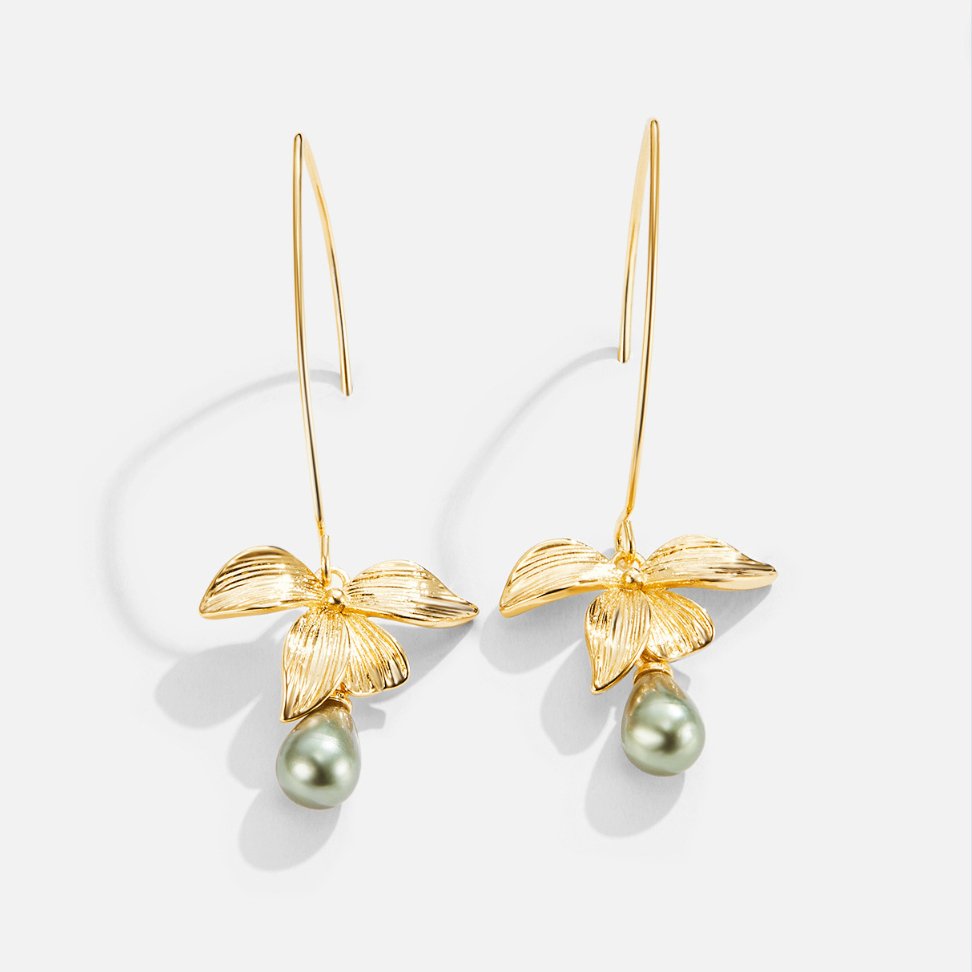 ANNA | Jadeperle & Blomformede Drappeøreringer